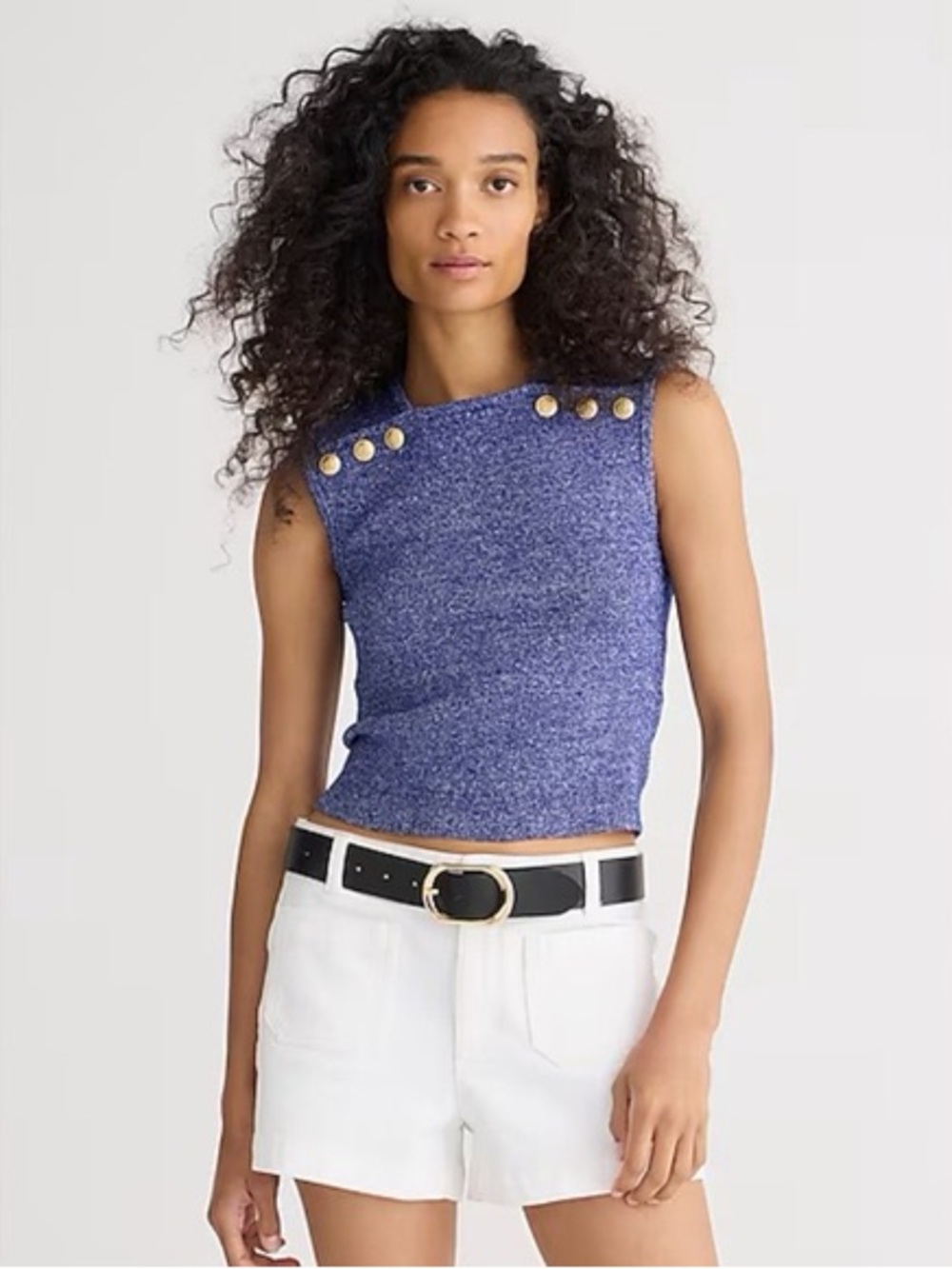 NWT J. Crew Sleeveless Knit Crop Top with Gold Buttons